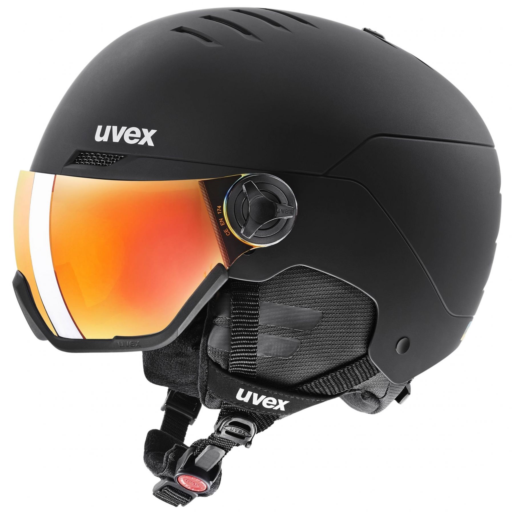 Zdjęcia - Kask narciarski UVEX Wanted Vizier,  z daszkiem, czarny Black Mat S5662621 